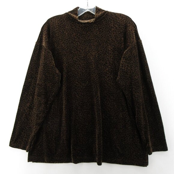 VINTAGE Sno Skins Top Medium Velvet Blouse Leopard 90s USA Made - Picture 1 of 10
